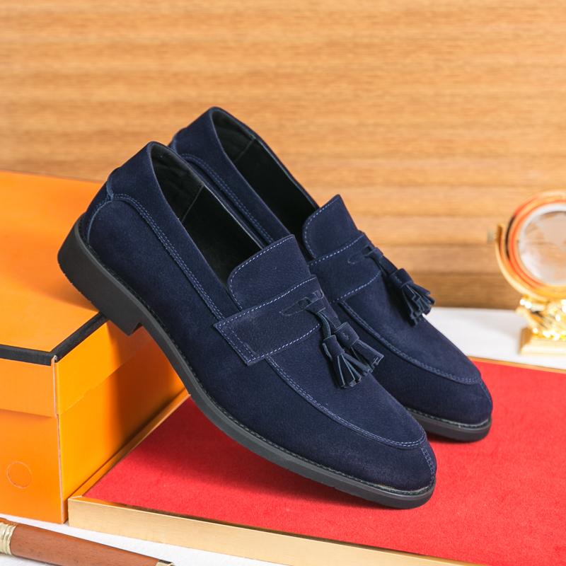 Fashion Fashion Brand Men's Spring Comfortable Pointed Formal Business Leather Shoes High-quality Men Breathable Casual Flow Su Loafers