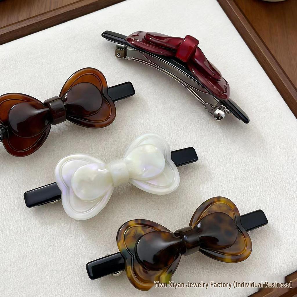 High-End Versatile Girly Bow Acetate Hair Clip for Half-Up Hairstyles