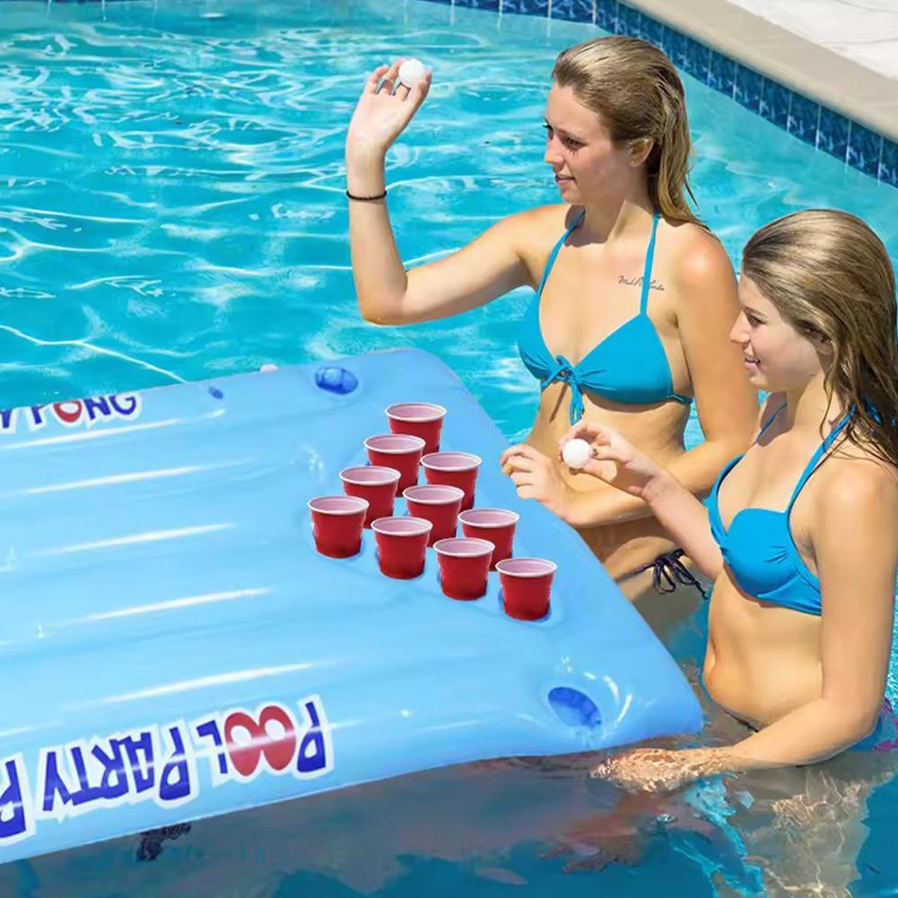 Inflatable Pong Floaty Inflatable Pool Game Table Float Fun Pool Party Game Table Pool Games for Adults and Family