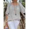 Womens Off Shoulder Linen Blouse Casual Loose 3/4 Sleeve Top