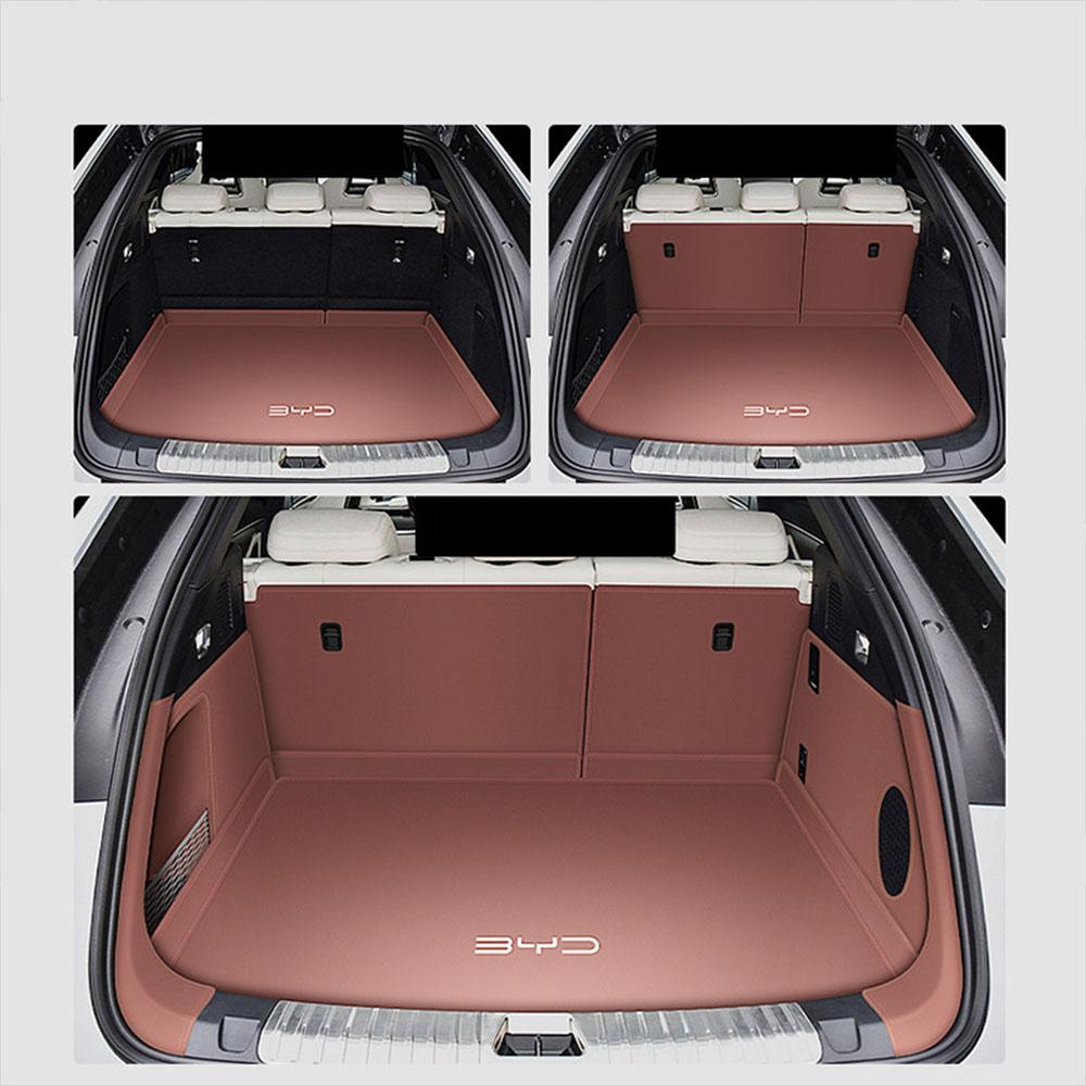 Car Boot Mat Rear Trunk Liner For BYD Sealion 7 Sea Lion 07 2024 2025 Nappa Leather Floor Carpet Tray Protector Accessories Mats