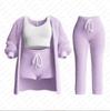 2026 Autumn/Winter Knit Plush Long-Sleeve Jacket, Vest, Shorts, and Three-Piece Set