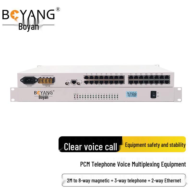 BOYANG PCM Multiplexer 2M to 8-Magnet/3-Phone/2-Ethernet Rackmount