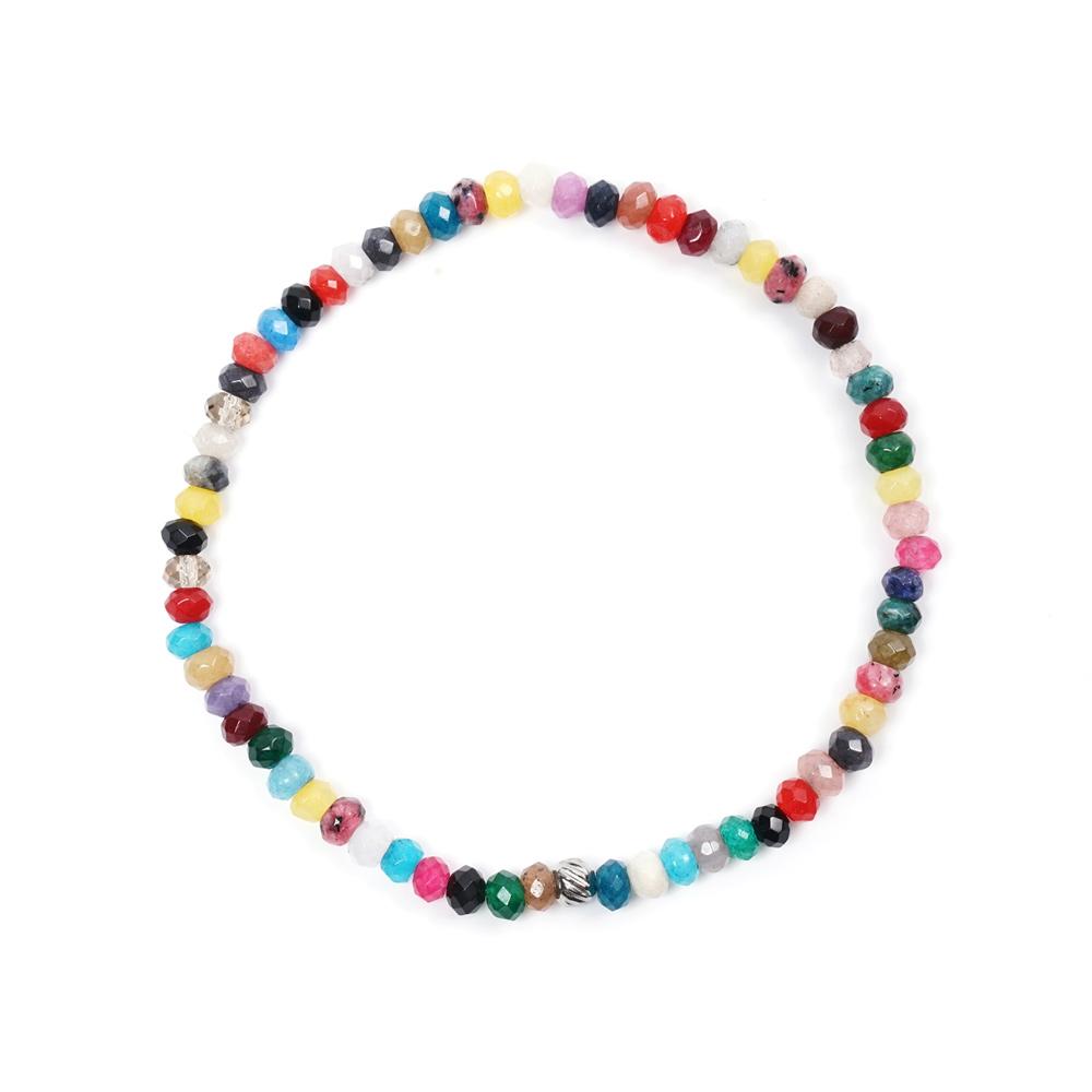 Jbans Classic Color Mix Rondel Cut Agate Slim Gemstone Couple Bracelet (C2101-Ac721_Rd)