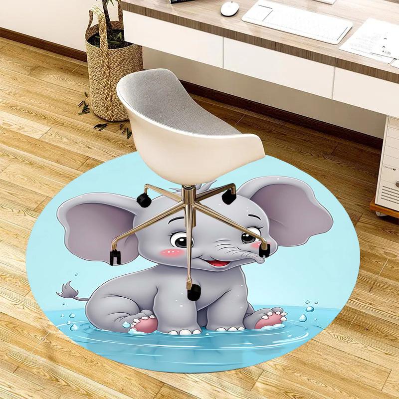 1PC Elephant Water Non-Slip Floor Round carpet, Office, family, bedroom, Large Area Rug Indoor Rugs,  Durable Polyester-Z0423