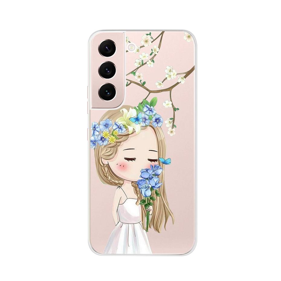 Beautiful Flower Phone Case For Samsung Galaxy S22 Pro S 22 Ultra 5G Case Cute Cat Soft Silicone TPU Cover For Samsung S22 22Pro