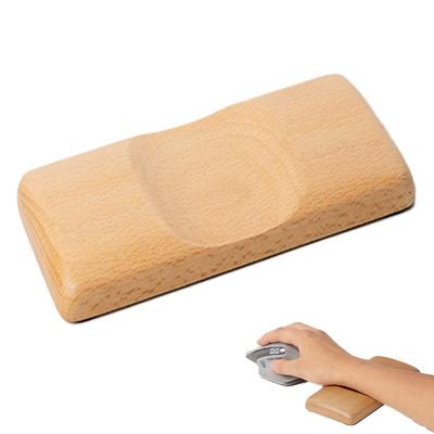 HIRAISM Wooden Mouse Pad Wrist Cushion Integrated Wrist Rest Natural Wood Solid Wood Fatigue Reduction Ergonomic Office Gaming (Brown)