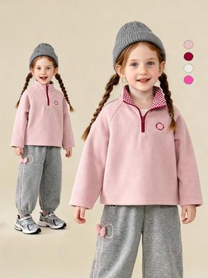 2025 Winter Girls' Stand-Collar Sweatshirt: Warm, Fashionable, Versatile Children's Top