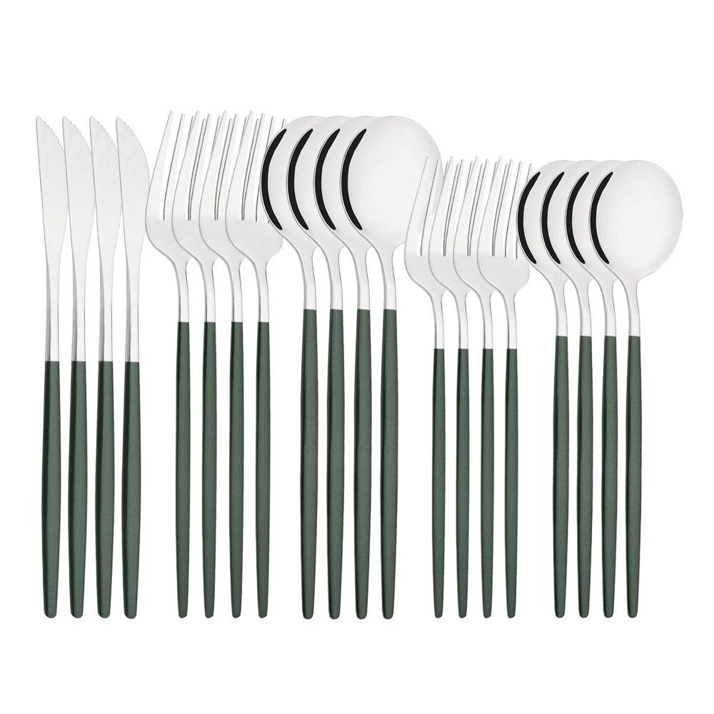 20Pcs/4Sets Stainless Steel Cutlery Tableware Mirror Polished Dinnerware Set White Gold Knife Fork Spoon Flatware Silverware Dinner Set