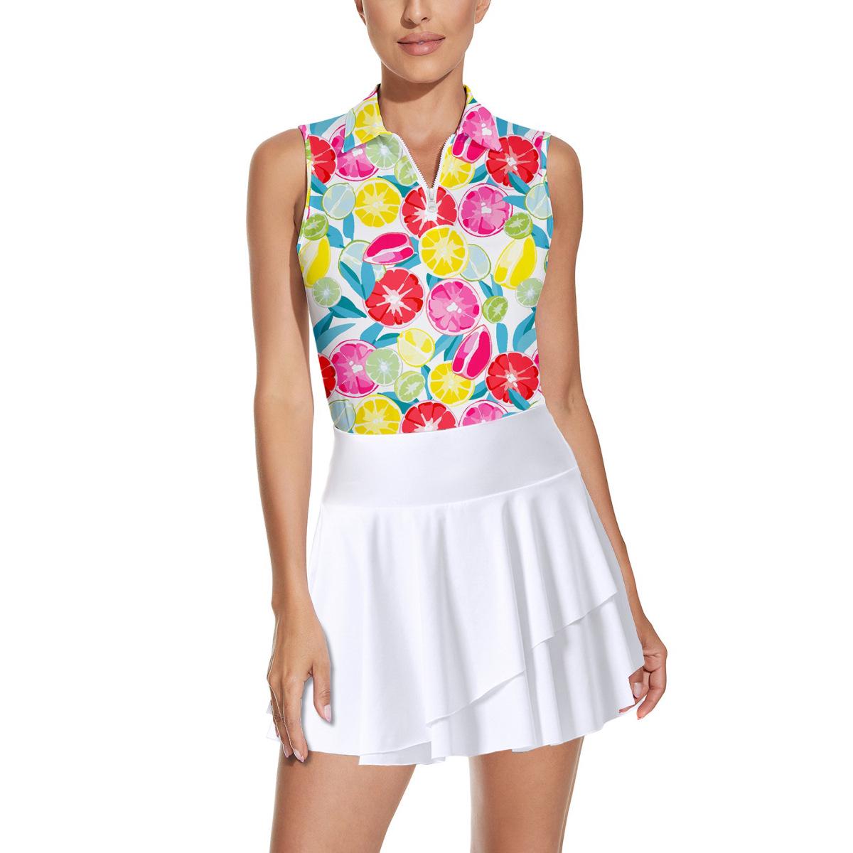 

2024 Women s Sleeveless Zipper Sports Top & Yoga Skort Set Extra Large