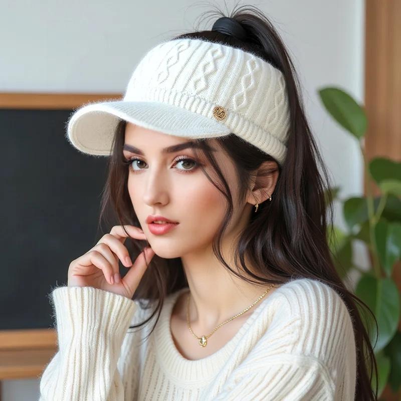 1PC Baseball Cap Elegant Knitted Headband Warmth Fit Gift Adjustable Casual Thick Versatile Sports Cap Playful Multi-Color