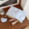 Heart Embroidered Pouch Versatile Large Capacity Makeup Bag Zipper Makeup Bag Fresh Cosmetic Storage Bag For Home Use Daily