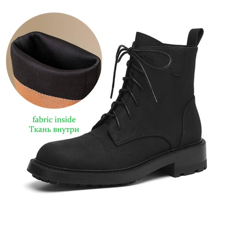 

Krazing Pot Genuine Leather Winter Round Toe Western Boots Med Heels Women Cross-tied Lace Up Women Vintage Ankle Boots 34