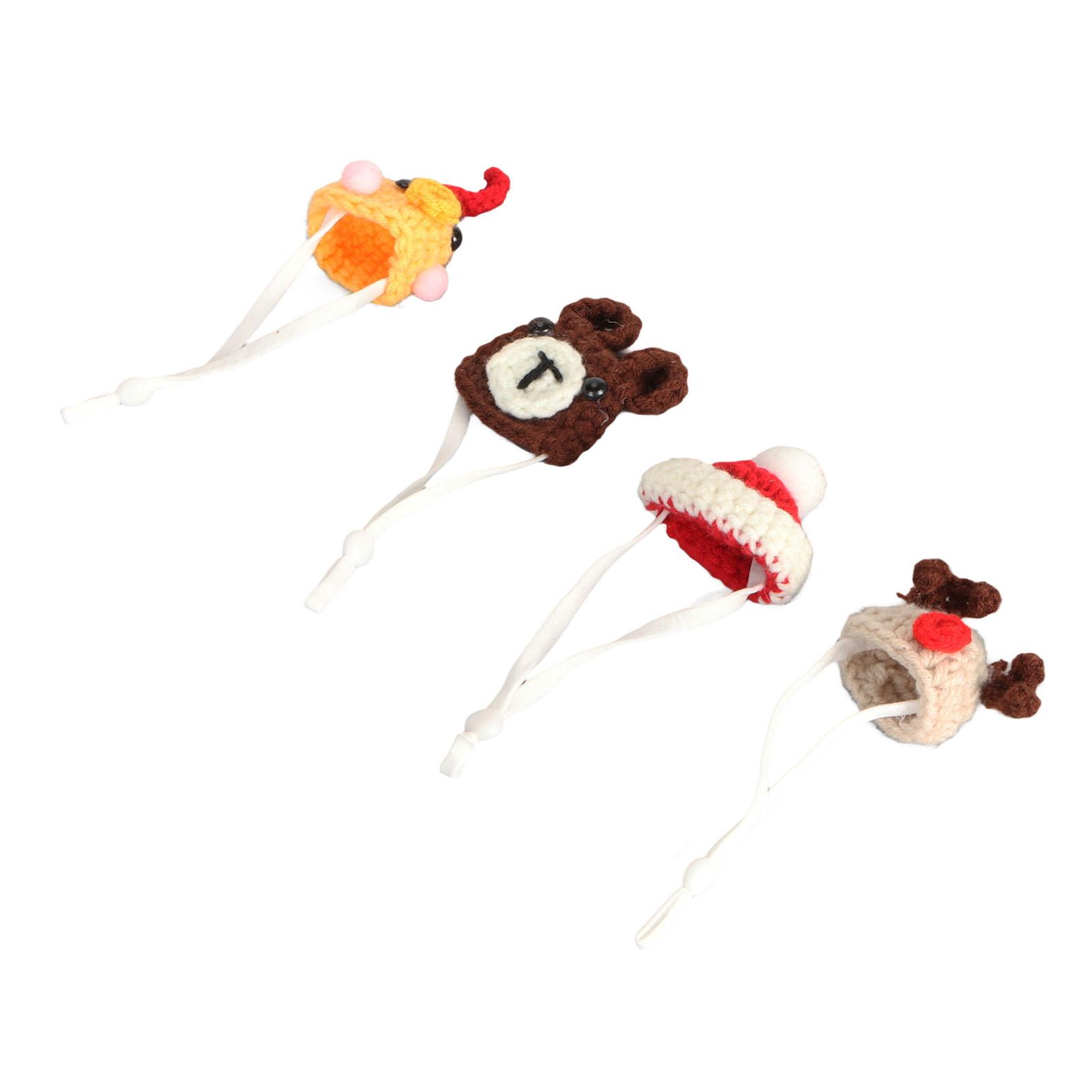 

4pcs Small Animal Knitted Hat Cute Funny Fashion Breathable Hamster Hat with Adjustable Strap for Rabbit Hamster Lizard