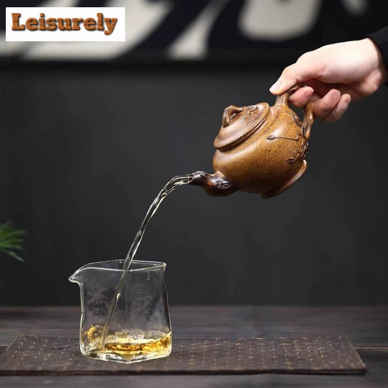 350ml Antique Yixing Purple Clay Teapots Master Handmade Peach Pot Raw Ore Wood-fired Porcelain Mud Kettle Zisha Teaset Supplies