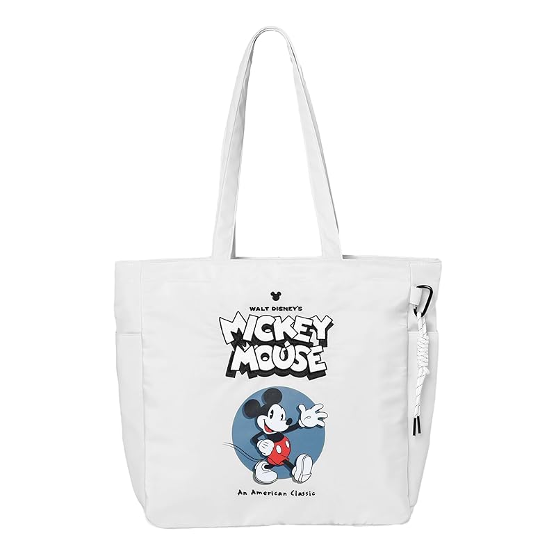 

[Notre] Disney character tote bag Authorized distributor license handbag shoulder bag eco bag made of canvas (Mickey Mouse (Mickey Mouse) White, Big
