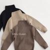 Korean Mori Style Kids' High Neck Loose Pullover Sweater - Solid Color Base Layer for Early Spring 2023