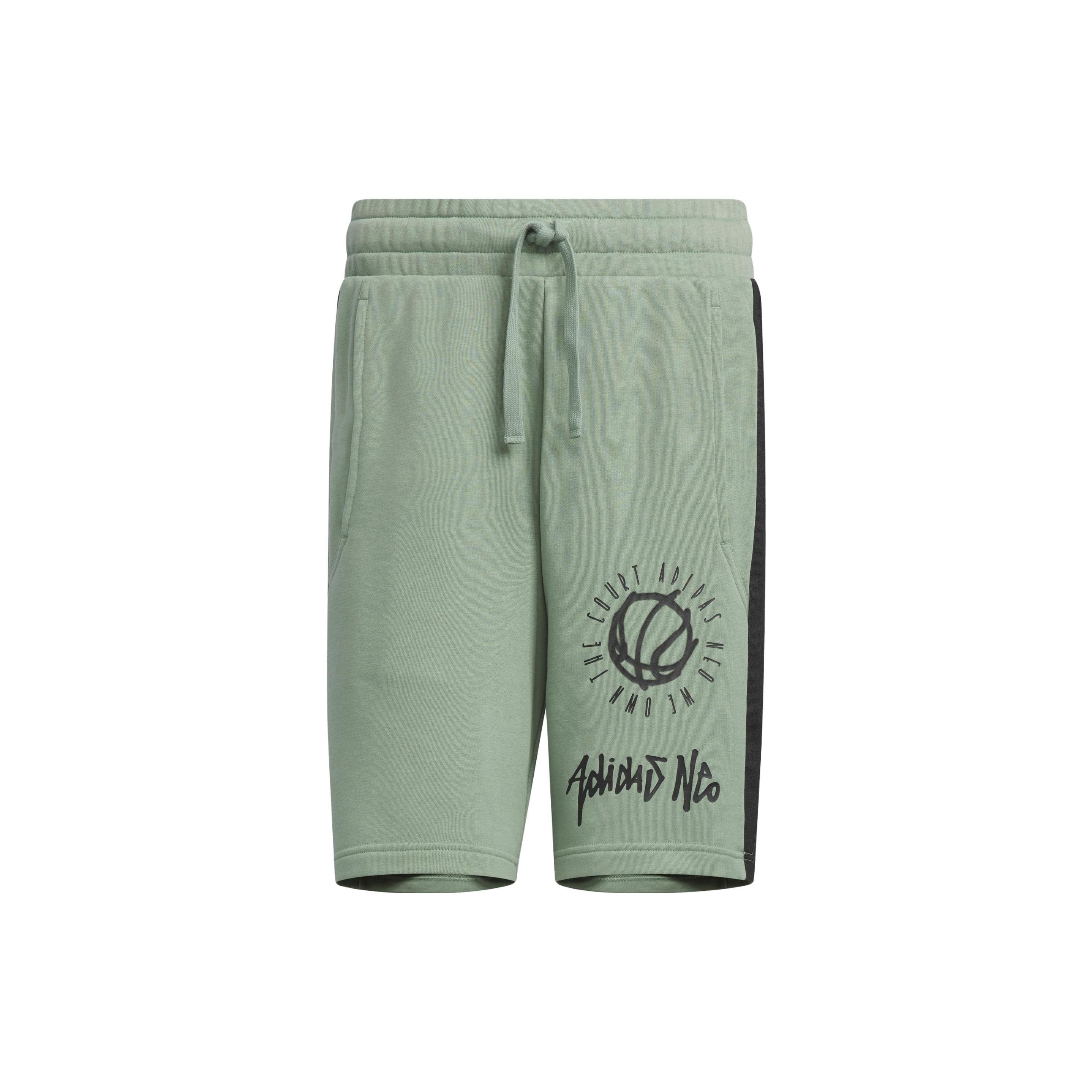Adidas Neo Basketball Shorts Men s Dusty Green Moderate Straight Fit Pants IA6795 M