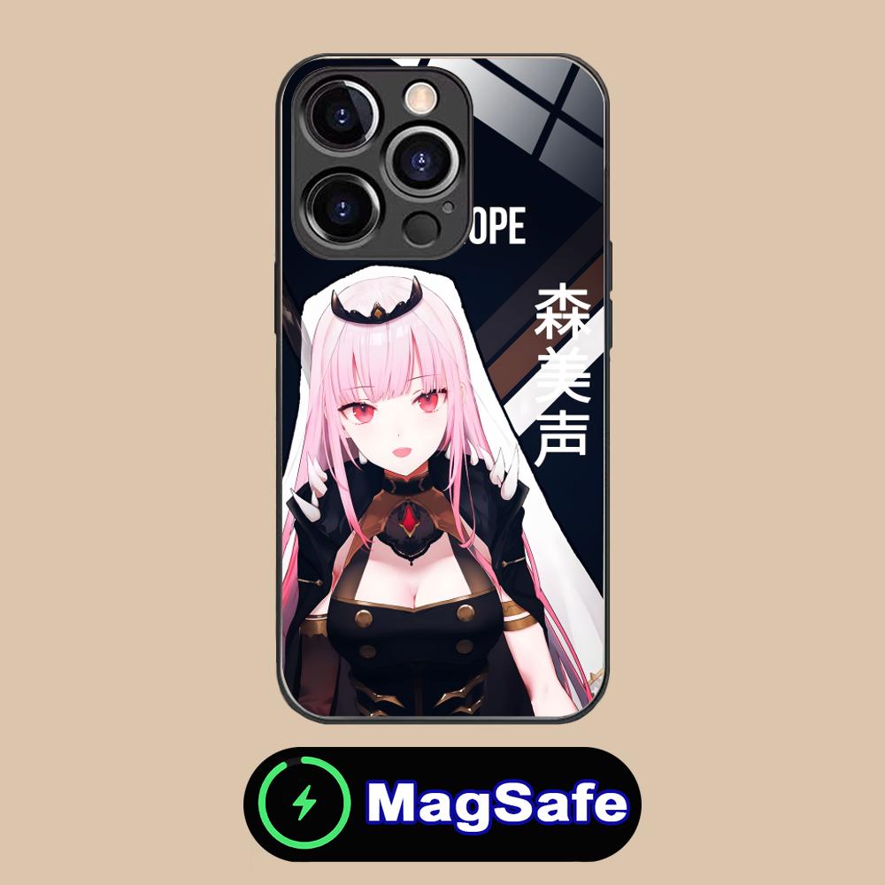 

Holo Mori Calliope Glass MagSafe Mobile Phone Case for iPhone 17 16 15 14 13 12 11 Air Pro Max Plus Mini Colorful Cover iPhone 11 Pro Max