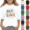 Unisex Casual Back To School Printed Crew Neck Three Quarter Sleeve T-Shirt Comfortable Fit Lightweight Fabric Suitable for Everyday Wear