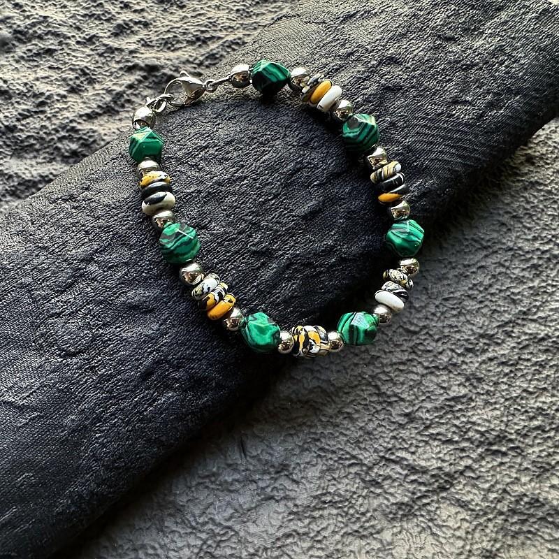 Vintage Malachite Beaded Bracelet For Men Women Handmade Geometric Jewelry Gift For Summer 2025