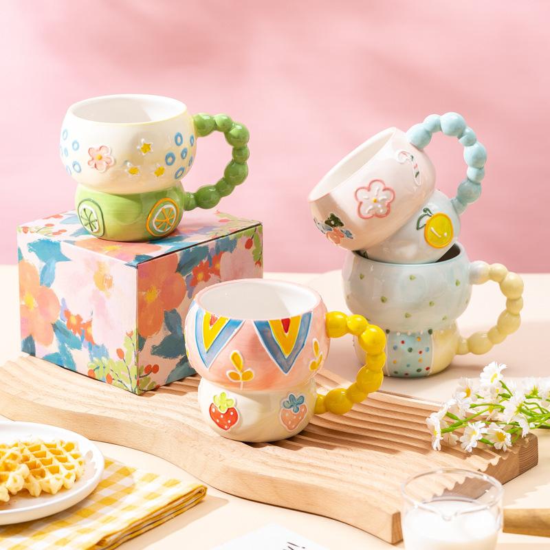 Creative Ceramic Color Coffee Cup Household Kitchen Milk Coffee Tea Fruit Juice Oat Water Cup Accessory Drinkware Gift 2025 New