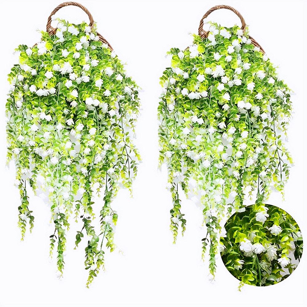 

2/3/4pcs Artificial Hanging Flowers Fake Daisy Eucalyptus Flowers UV Resistant Plants For Indoor Outdoor Garden - wedding- Decor 2PCS