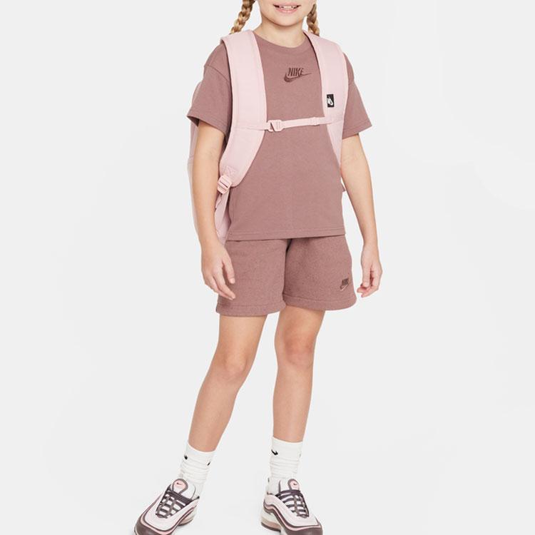 Nike Sportswear Logo Round Neck Loose Comfortable Casual Sports Short Sleeve T-Shirt Kids Tops Smoke-Gray Purple Red FN9668-208