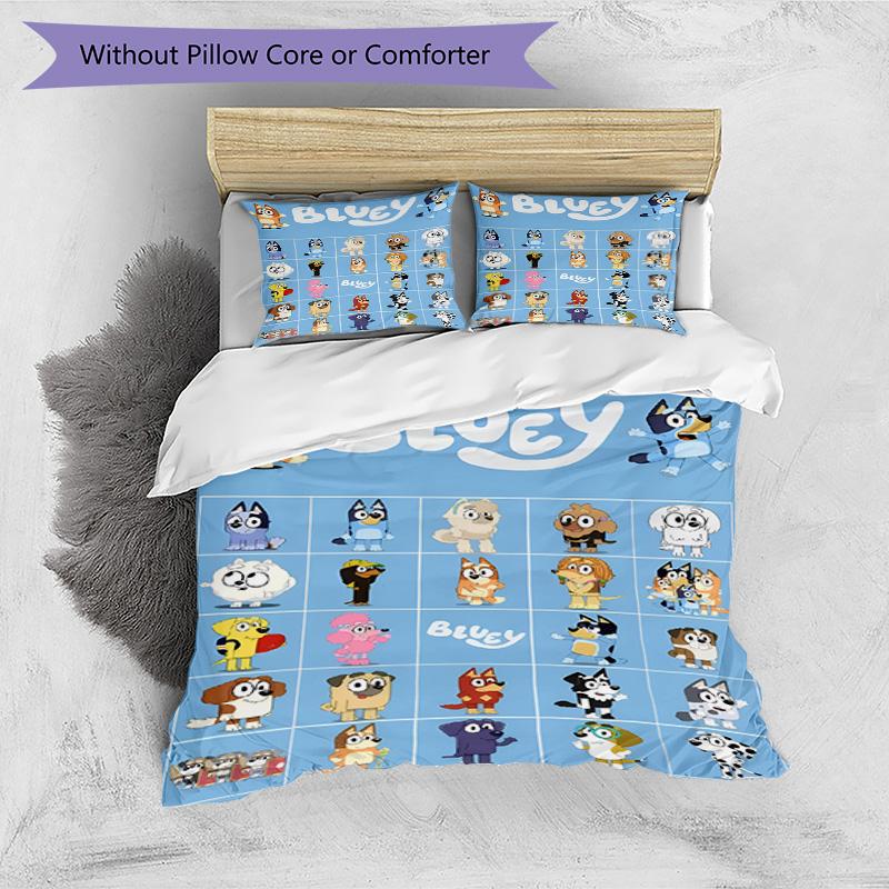 3pcs Duvet Cover Set (1*Duvet Cover + 2*Pillowcase, Without Core), Bluey Print Bedding Set, Bedroom Decor, All‑Season, Birthday Gift