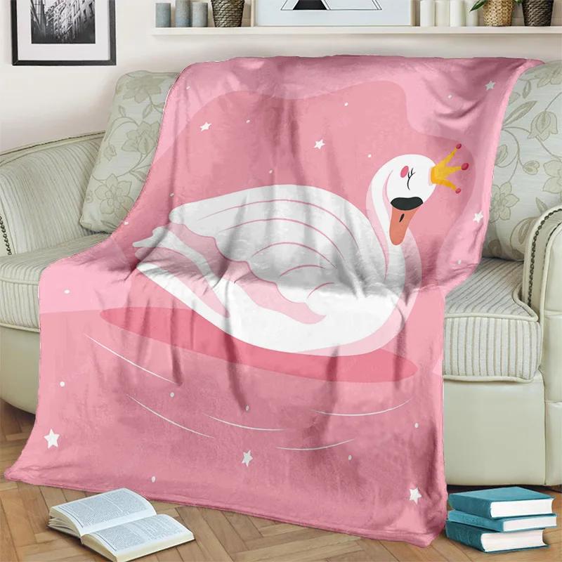 3D Cute Swan Princess Cartoon Cygnus Blanket,Soft Throw Blanket for Home Bedroom Bed Sofa Picnic Travel Office Cover Blanket Kid