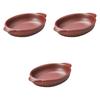 Set of 3 Iron Red Boat-Shaped Gratin Dishes [23.4 X 14.8 X 4.2 Cm] | Gratin Dish, Ceramic, Suitable for Direct Heat, Setomonohonpo