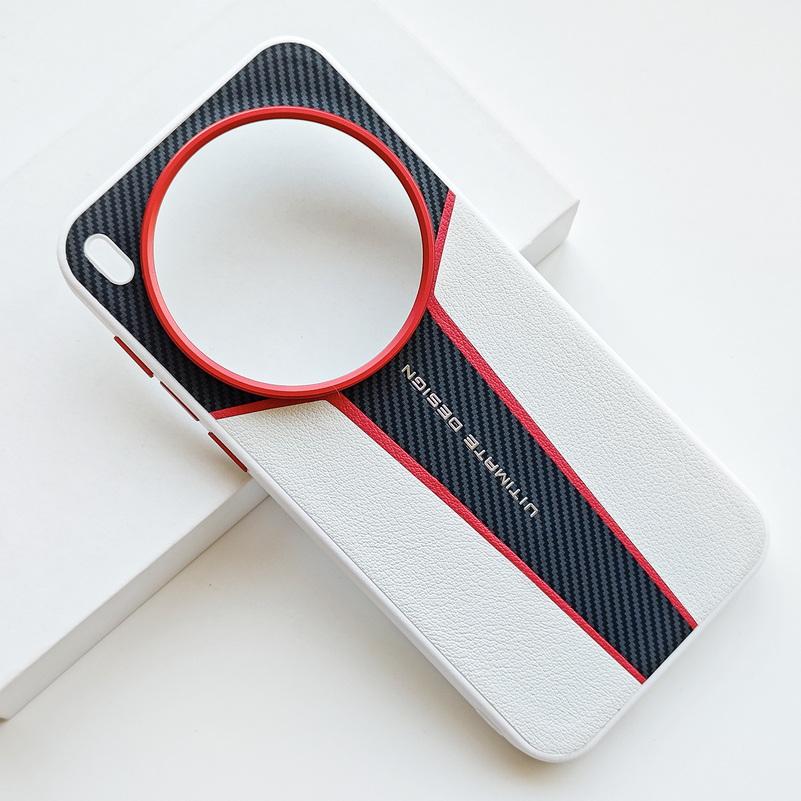 Red Carbon Fiber Leather Patchwork Phone Case For VIVO X300 Pro X300 X200 Ultra X200 X200 Pro X200 Mini Slim Protective Cover