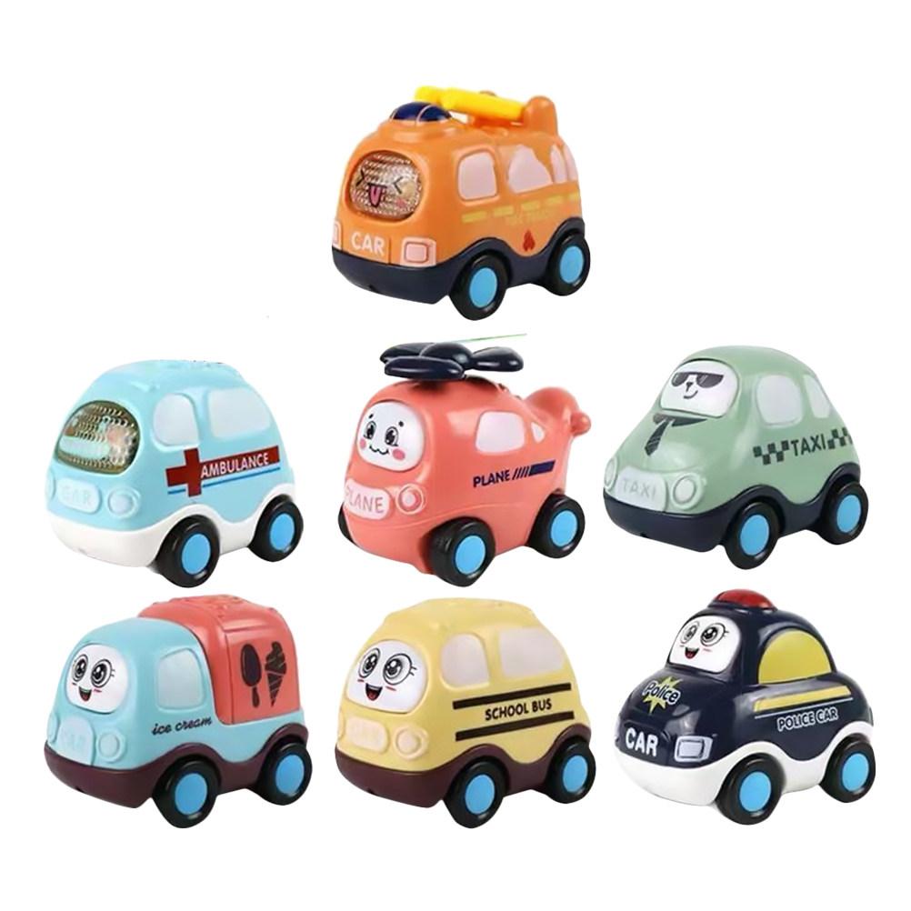 7Pcs Friction Powered Pull Back Car Set Inertial Vehicle Toys Kids Educational Birthday Gift