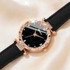 Watch Ladies Light Luxury Niche Diamond Dial Quartz Watch PU Leather Strap Watch Bracelet Set