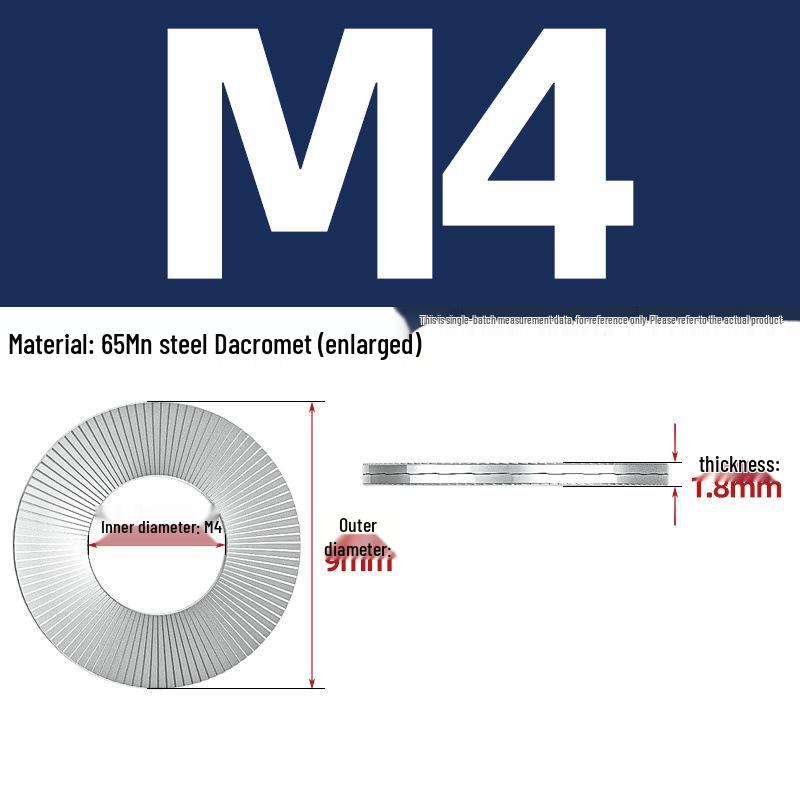 DIN25201 304 Stainless Steel Self-Locking Double Stack Washer, 65Mn Manganese Anti-Loosening, Double-Sided Tooth Layer.