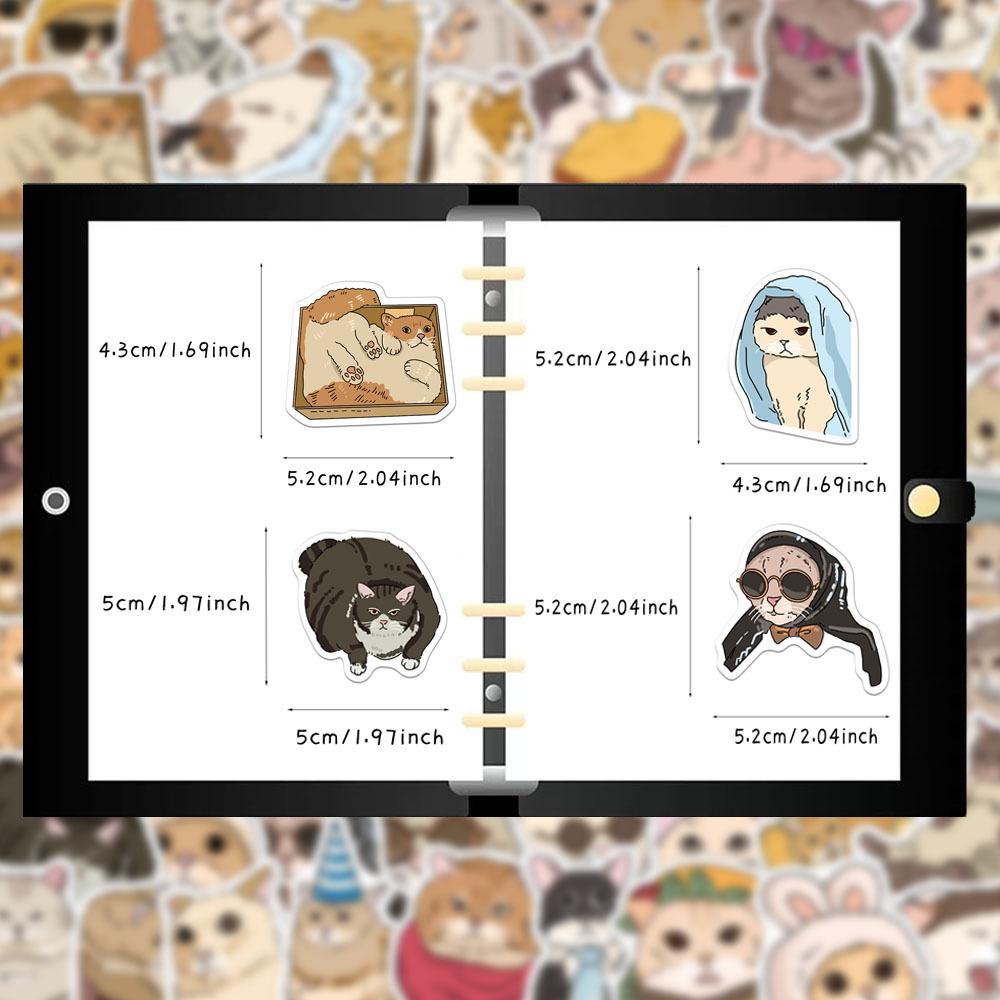 50 Cat Emoji Stickers: Creative Cartoon Decals for DIY Phone Cases, Water Bottles, and Notebooks