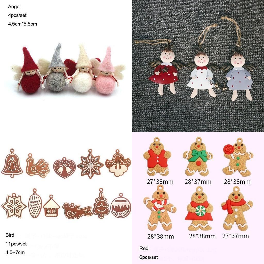 Colecție de Ornamente de Crăciun Frumos Lucrate Manual cu Designuri Unice din Feutru și Lemn pentru Decorarea Casei