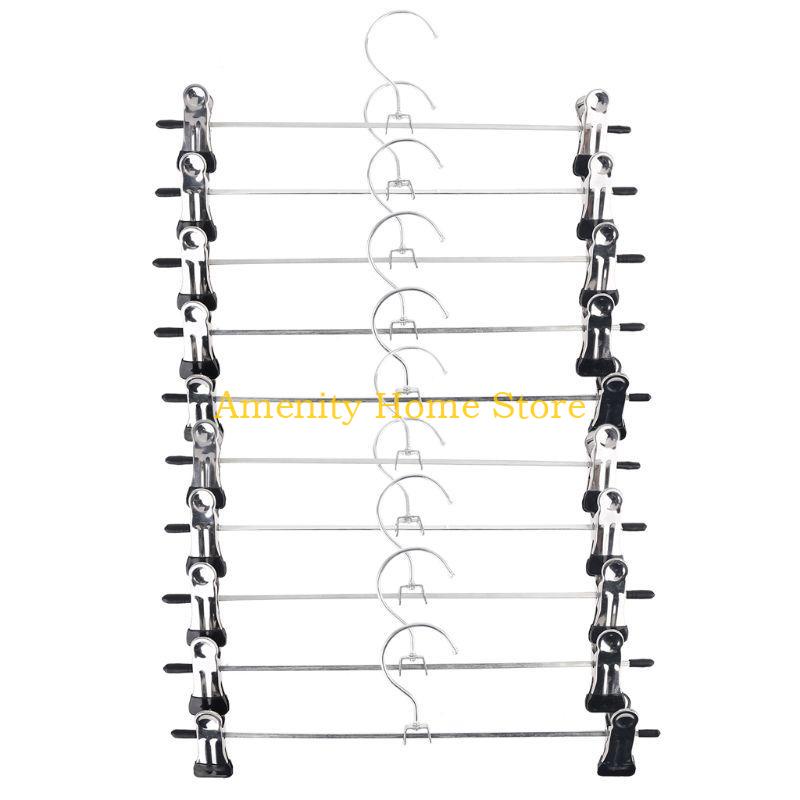 

F26C 10 Pieces Multifunctional Pant Hanger Stainless Steel Bottom Hanger Closet Organizer Storage Outdoor Indoor Pant Hanger