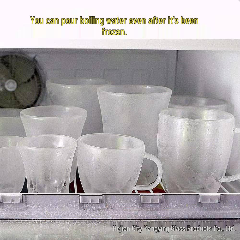 Insulated Double-Walled Glass Cup with Handle - Transparent Milk, Water, Coffee, Tea Cup