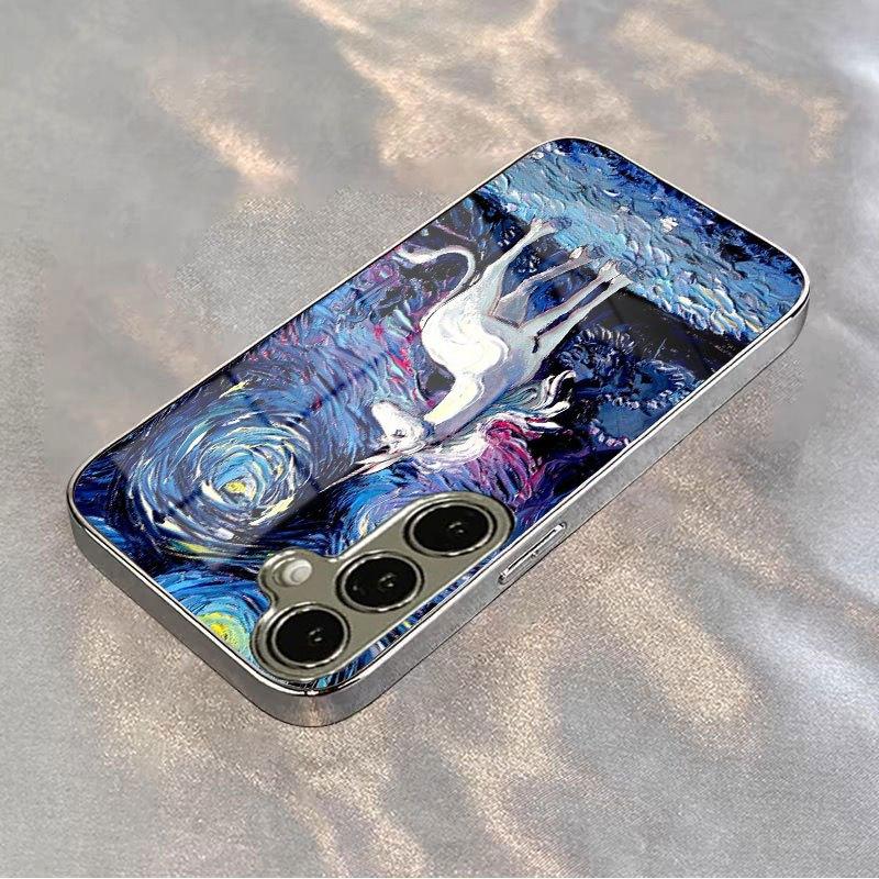 Starry Sky Unicorn High-end PhoneCase Electroplated Glass PhoneCase for Samsung Galaxy S26 S25 S24 S23 S22 S21 FE Ultra Plus
