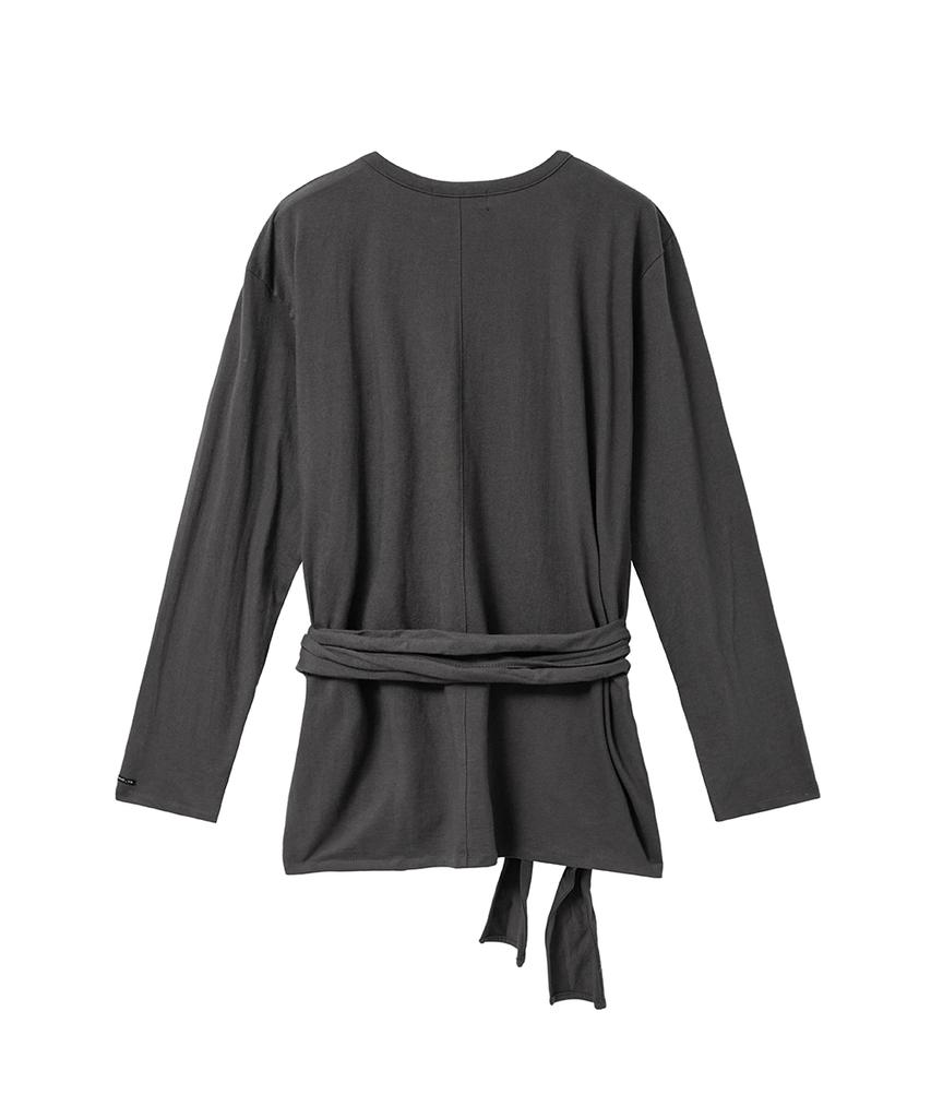 Lense Wrap-Tie Long Sleeve Tee Charcoal