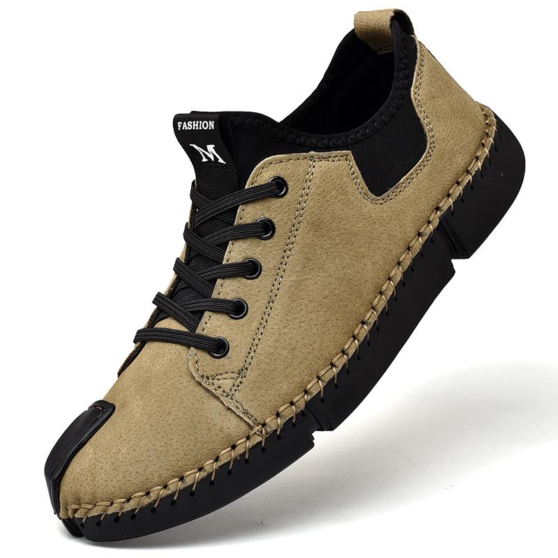 

Высококачественная мягкая подошва походная обувь для мужчин, повседневная обувь, модная кожаная нескользящая рабочая обувь, дизайнерская мужская обувь, легкие кроссовки 46 темные хаки