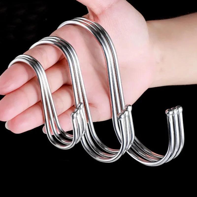 30/10 Stück Edelstahl S-förmige Haken Taschen Kleidung Kappen Handtücher S-Haken Pflanzen Hängeaufhänger Küche Badezimmer Aufbewahrungshalter
