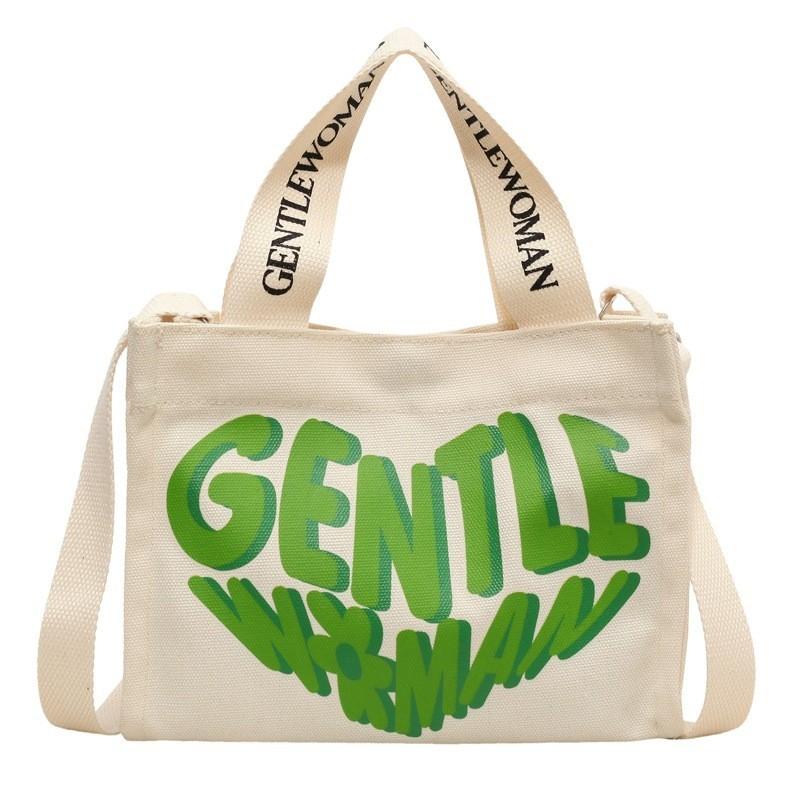 Large Capacity Letter Printed Canvas Tote Bag For Women Street Fashion Crossbody Bag