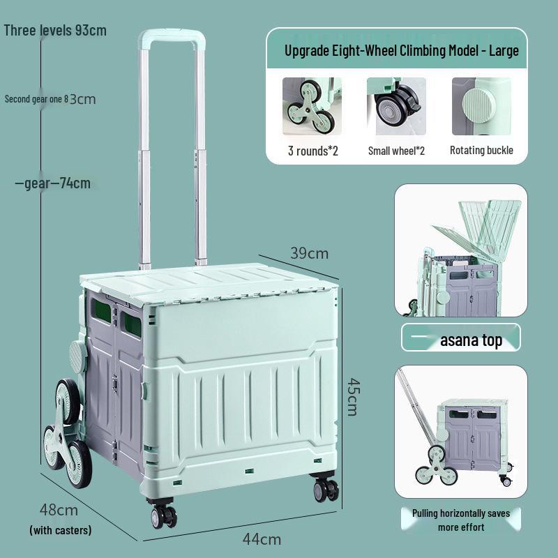 Portable Stair-Climbing Trolley: Folding Cart for Groceries, Camping, and Outdoor Use