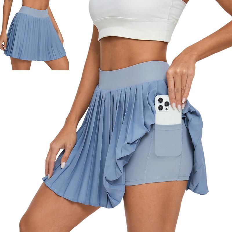 

Pleated Low Waist Anti-Exposure Running & Fitness Tennis Skirt with Pockets Extra Large серый/синий
