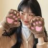 Polyester Fleece Lined Fingerless Gloves Warm Lined Winter Half Gloves  For Students