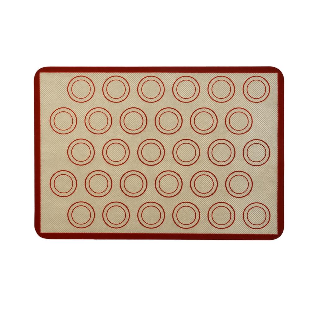 Non Stick Silicone Baking Mat for Macaron Pastry Dough Rolling and Baking Tool with Circular Guides for Evenly Sized Cookies and Macarons
