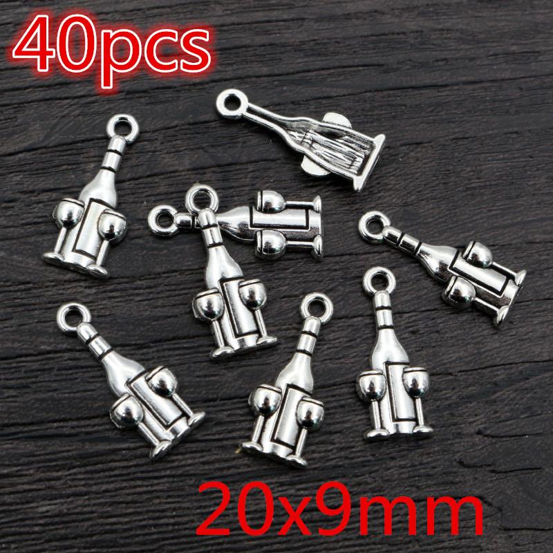 

Fashion Antique Silver Plated Winebowl Wine Bottle Chrams Metal Alloy Pendant DIY Charms DIY Jewelry Making Findings