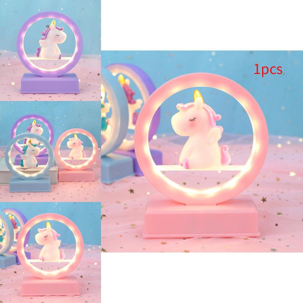 Cute Cartoon Unicorn Led Night Light Music Box Desktop Decor Ornament For Romantic Gift And Home Decor